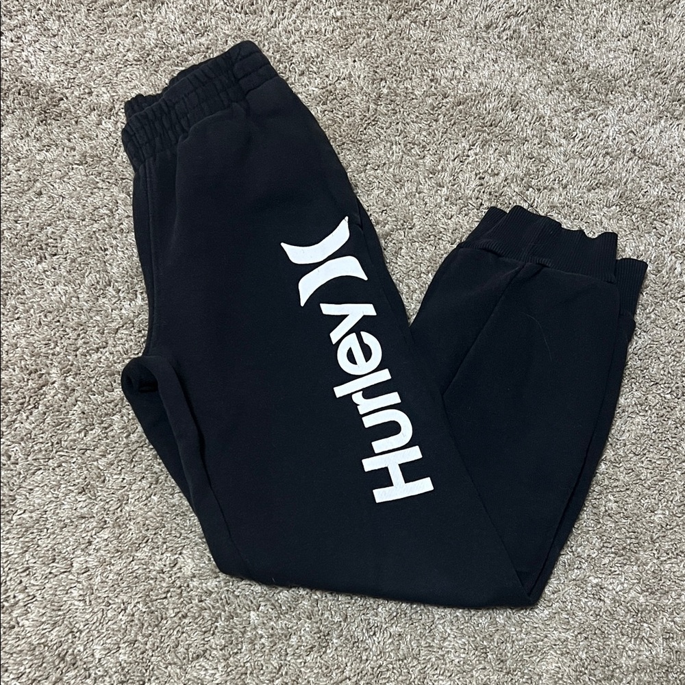 Hurley Kids Black Sweatpants with White Logo